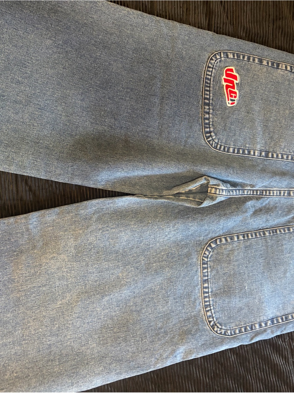JNCO Light Blue Straight Leg Jeans with Patch Pocket Logo